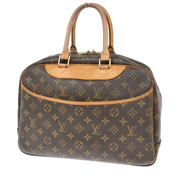 LOUIS VUITTON LV Logo Deauville Hand Bag Monogram Leather Brown M47270 70TA049 - Picture 1 of 16